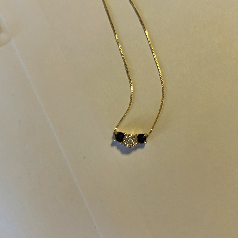 Sapphire/diamond 18” box chain necklace from Kays